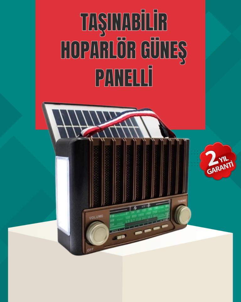 Nostaljik Tasarımlı Solar Şarjlı Radyo AM FM SW ve Bluetooth