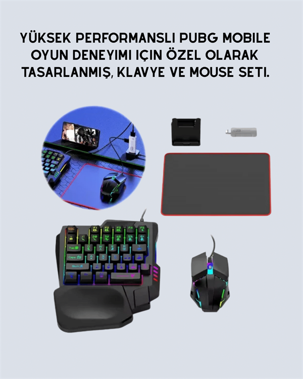 Tak-Çalıştır Mobil Oyun Ekipmanları Seti – Klavye Mouse Dahil
