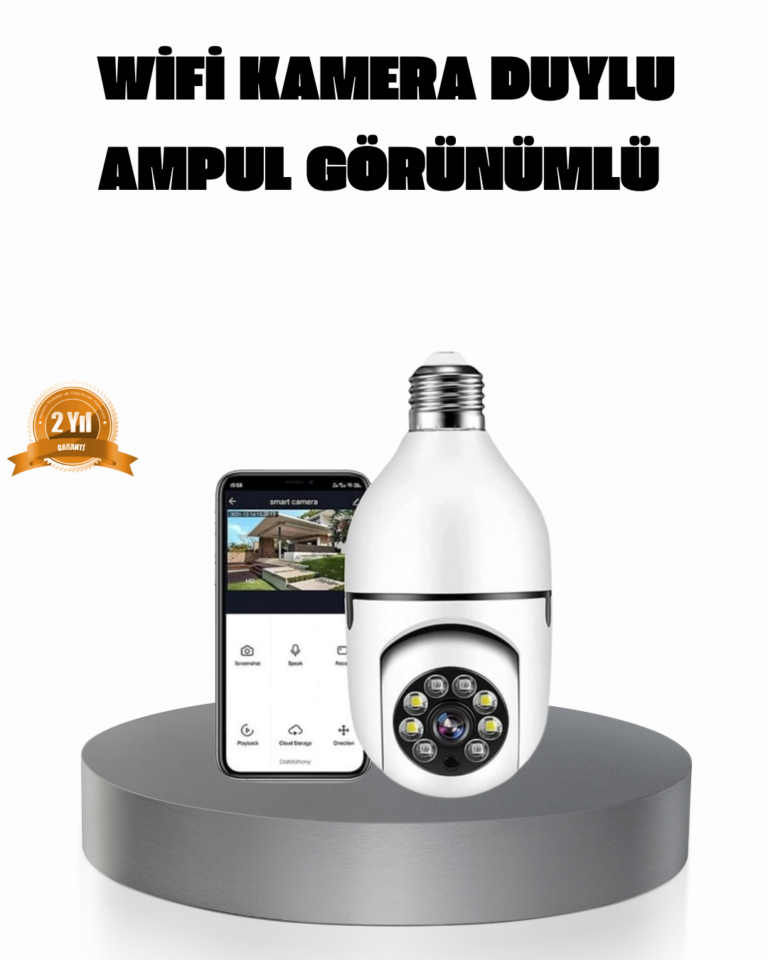 360° Akıllı Güvenlik Kamerası – Duya Takılabilir, Wi-Fi Bağlantılı, Hareket Sensörlü
