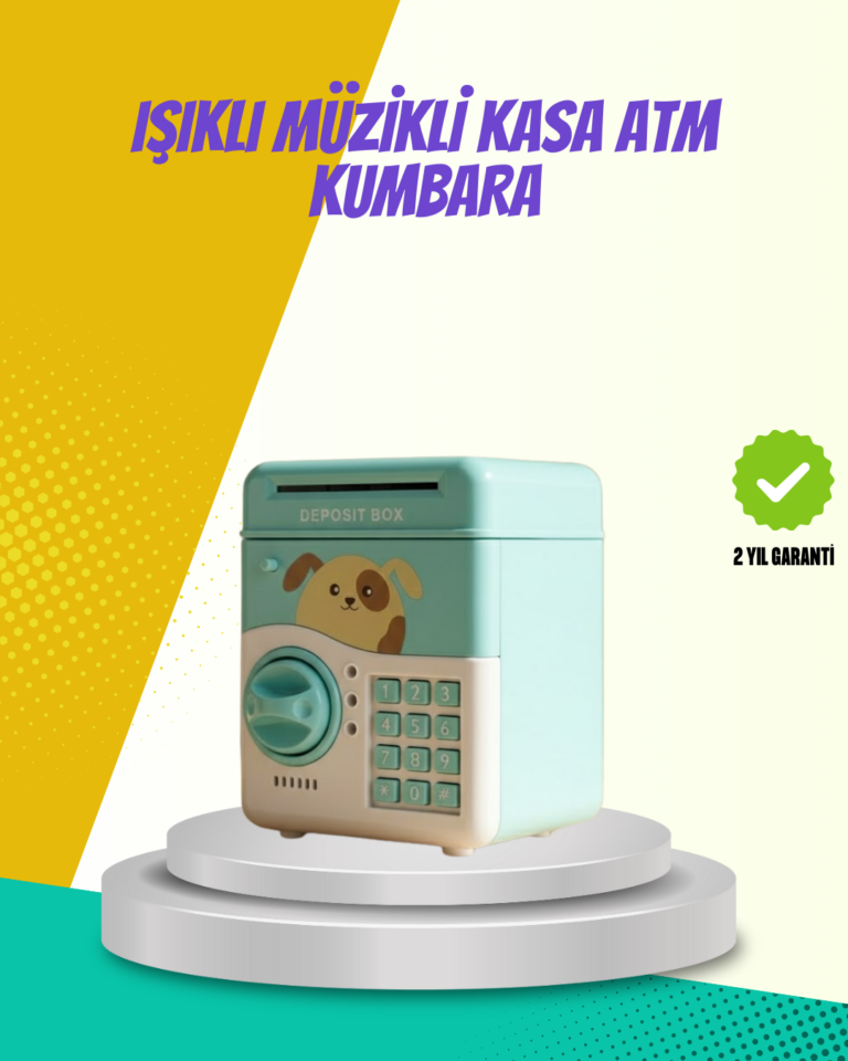 ATM Görünümlü Su Yeşili Otomatik Para Çeken Şifreli Kumbara