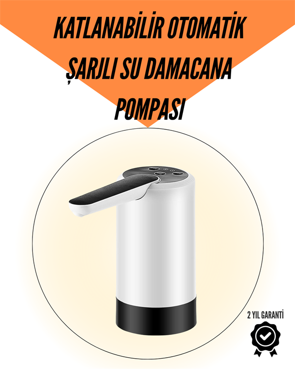 Taşınabilir Şarjlı Damacana Su Pompası Hijyenik Tasarım