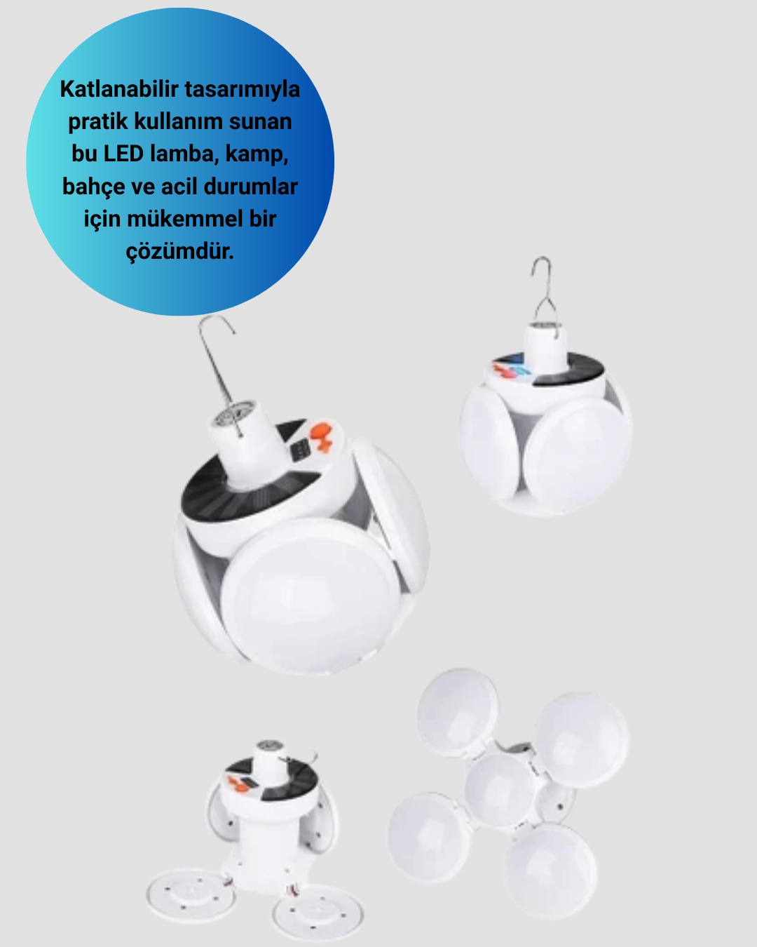 Pratik Katlanabilir Solar LED Aydınlatma Lambası