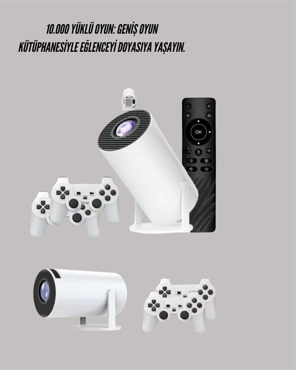 Portatif 4K Projeksiyon – 4.000 Uygulama, Kablosuz Yansıtma ve Bluetooth 5.0