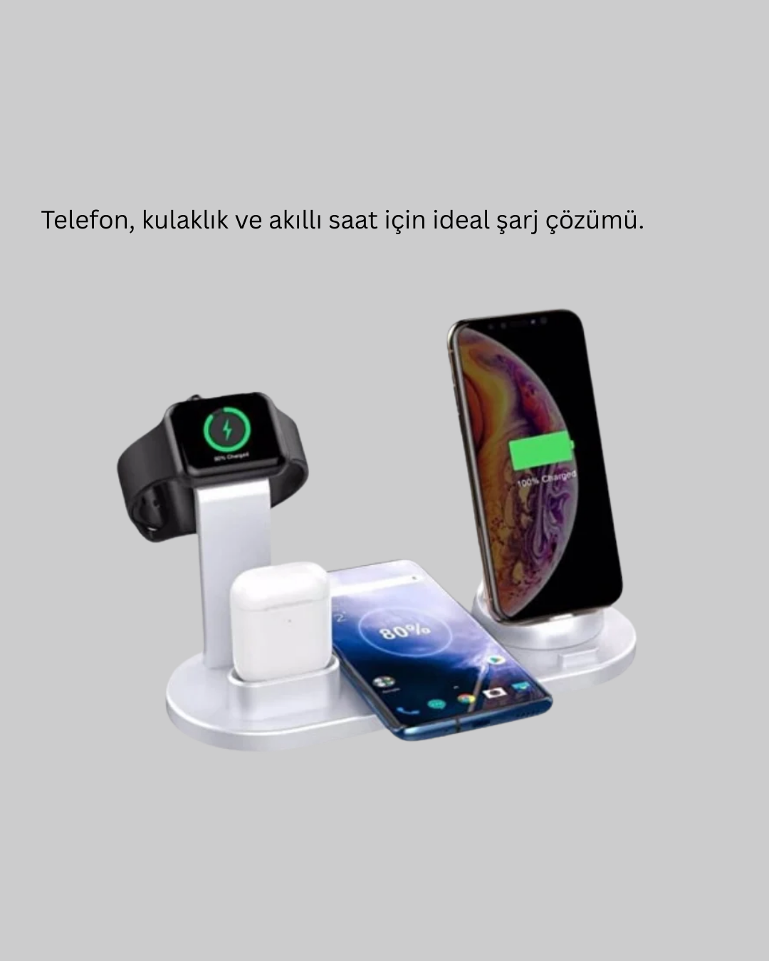 Masaüstü Düzenleyici 4’ü 1 Arada Kablosuz Şarj Aksesuarı