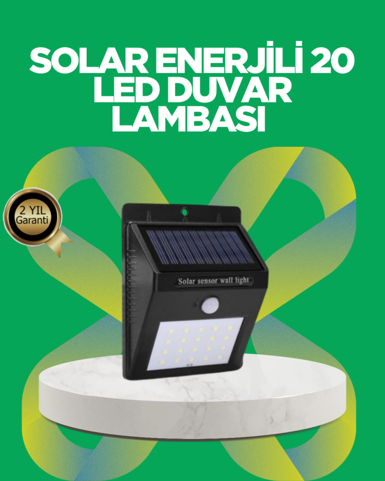 Solar Enerjili 20 LED Hareket Sensörlü Duvar Lambası