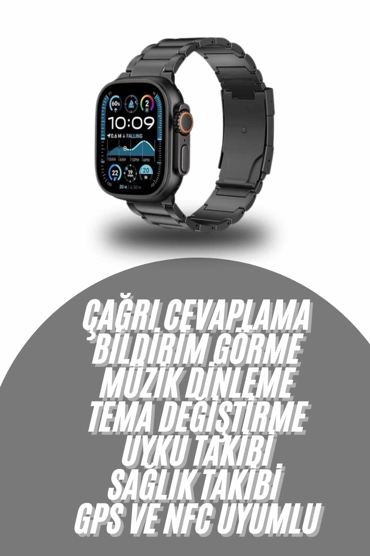 Akıllı Saat Arama Konuşma GPS ve NFC Özelliği 3 Kordonlu Amoled Ekran