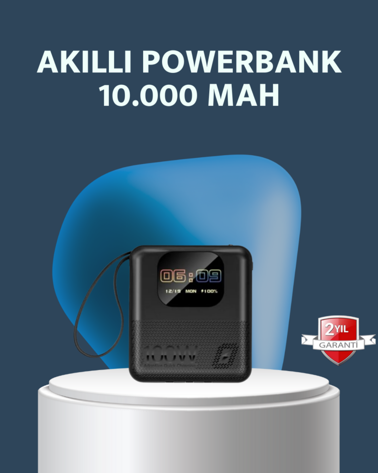 2025 Model 10000 mAh Akıllı Powerbank ve Akıllı Saat Özellikli Şarj Cihazı