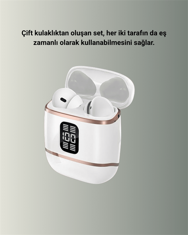 Çift Kulaklıklı Bluetooth Kulaklık – 4 Adet, ANC-ENC, Şarj Kutulu, Dijital Göstergeli