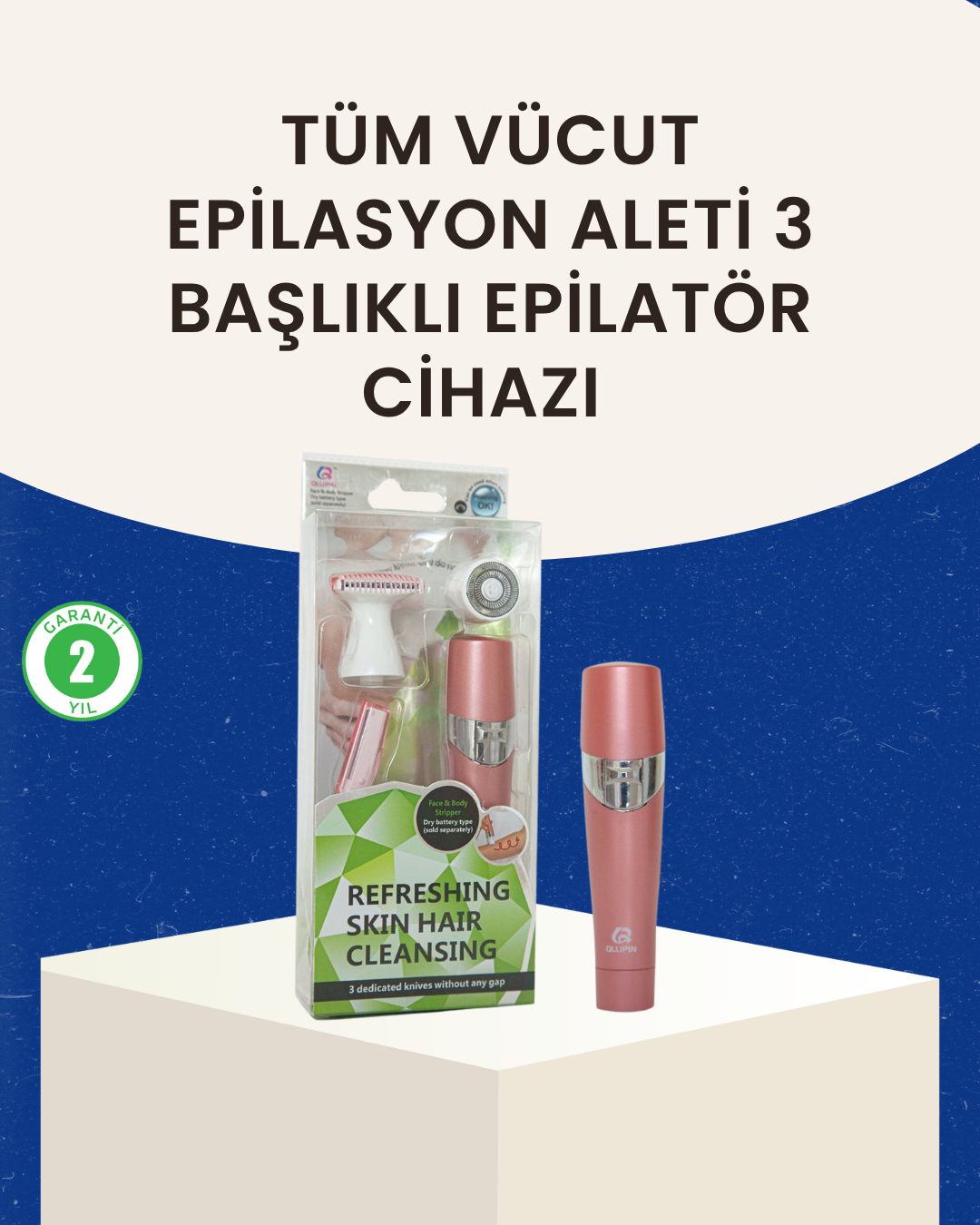 3 Başlıklı Kadın Yüz ve Vücut Tüy Temizleme Makinesi