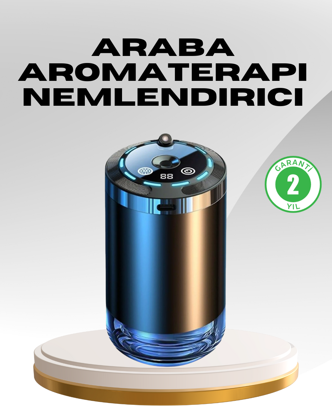 Araç İçi Difüzör Nemlendirici ve Aromaterapi Özellikli