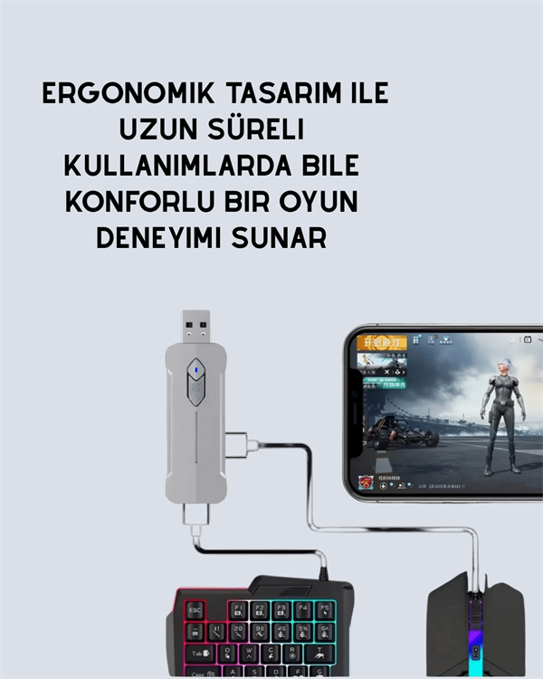 Tak-Çalıştır Mobil Oyun Ekipmanları Seti – Klavye Mouse Dahil