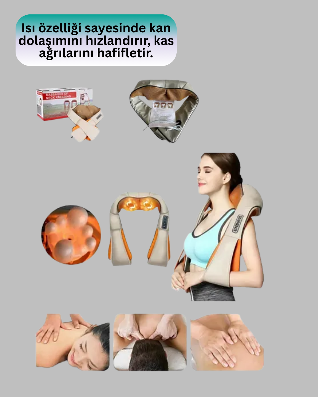 Kas Eklem Ağrılarına Ovmalı Isıtmalı Boyun Omuz Bel Masaj Aleti