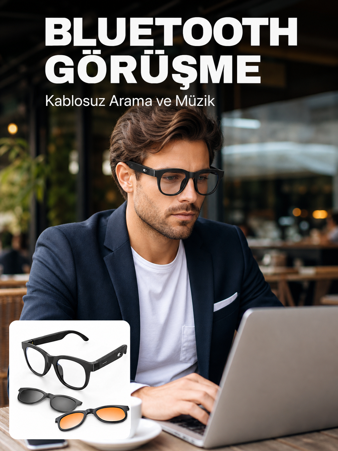 Yapay Zekâ Destekli Akıllı Bluetooth Gözlük Dokunmatik Kontrol Manyetik Lens ve Kablosuz Görüşme Özellikli