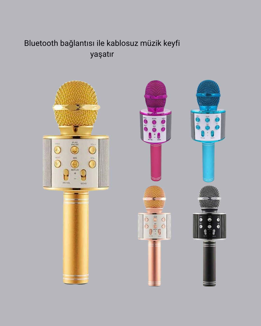 Taşınabilir Karaoke Mikrofon – Bluetooth, USB ve AUX Girişli