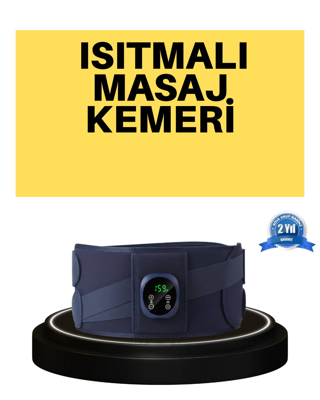Dijital Ekranlı Isıtmalı Masaj Kemeri Bel Çevresi 100 cm Altı İçin Uygun