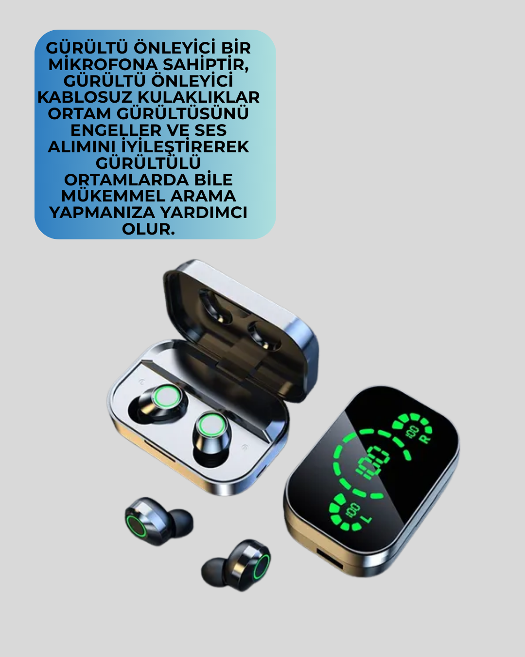 Gürültü Engelleyici Bluetooth Kulaklık – Akıllı Ekranlı, HiFi Ses Kalitesi