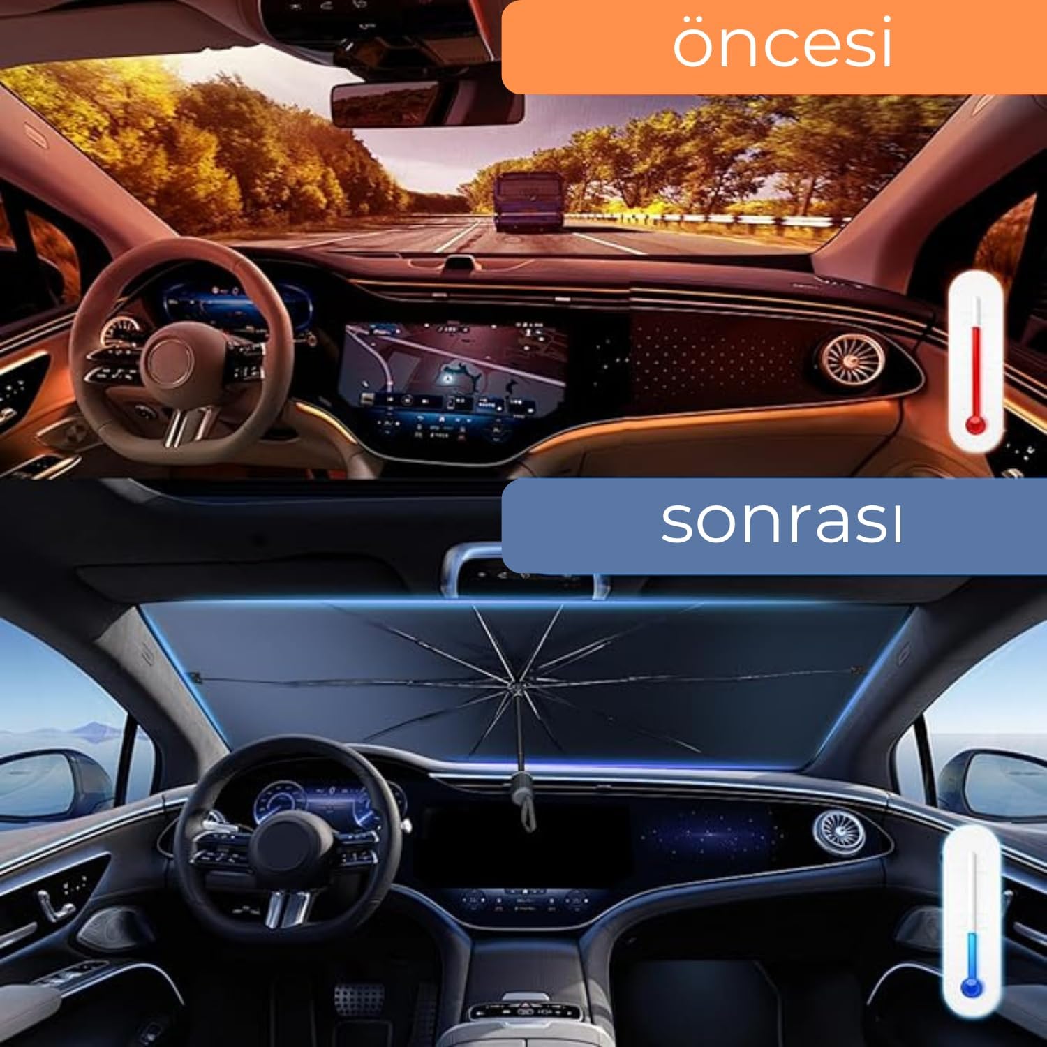 Renault Symbol, Dacia Sandero, Opel Corsa, Ford Ka, Peugeot 208 Uyumlu Oto Şemsiye Yeni Nesil