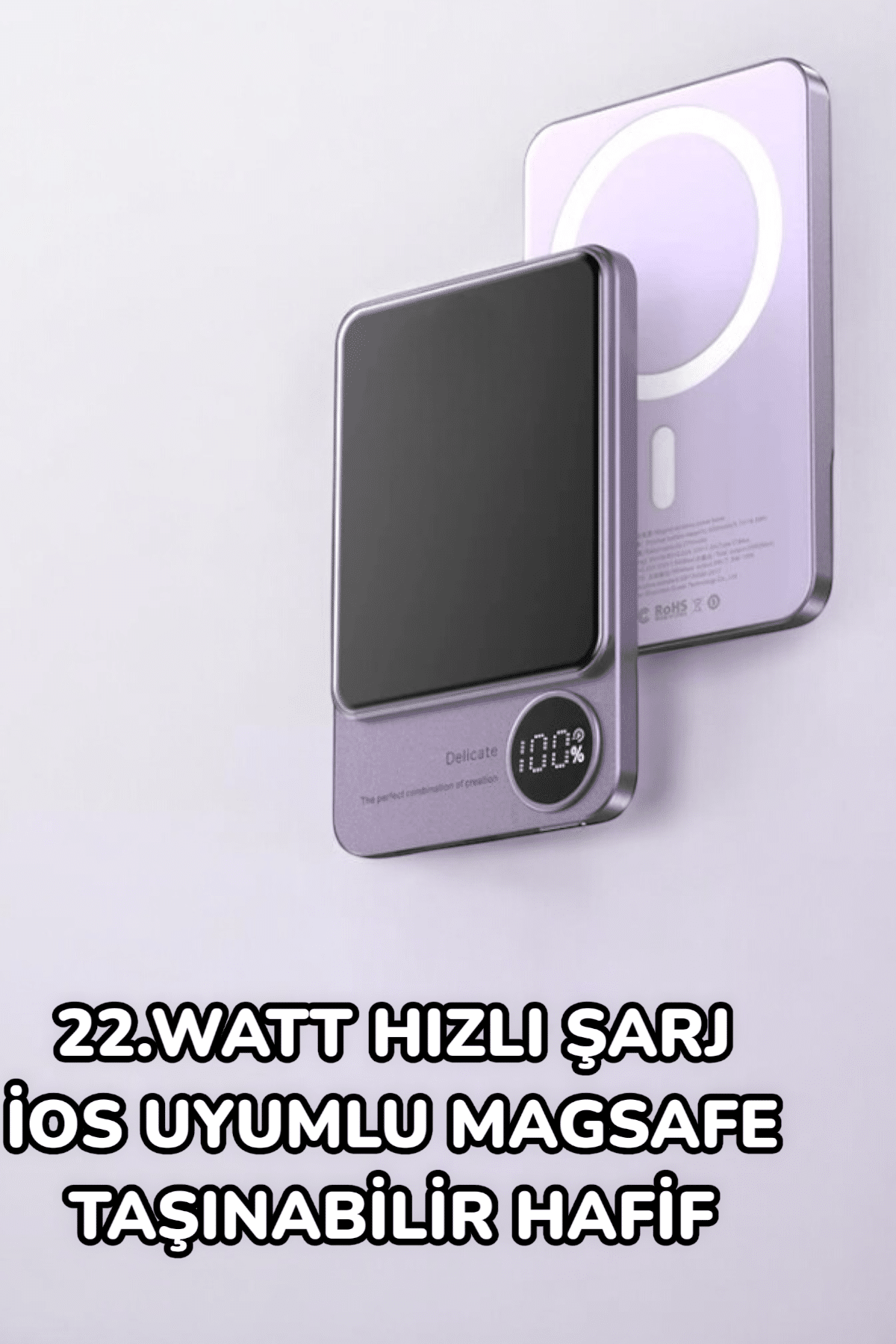 iOS Uyumlu 22.5W Hızlı Şarj Magsafe Powerbank Dijital Göstergeli 10.000 mAh