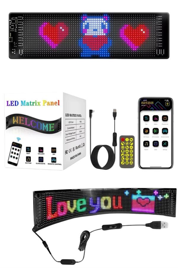 Kumandalı App Kontrollü LED Ekran 16X192 pixel Led Matrix Araç Camı Yazısı