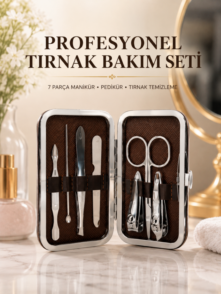 Manikür Pedikür Seti 7 Parça Tırnak Mantarı Tırnak Batığı Temizleme Taşınabilir Çanta
