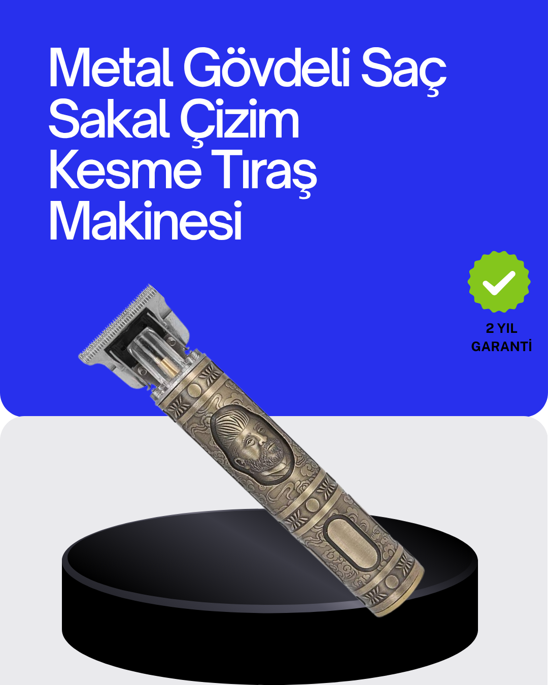 Kompakt Tasarımlı, Güçlü Motorlu Saç sakal Kesme Makinesi ve 4 Kılavuz Tarak