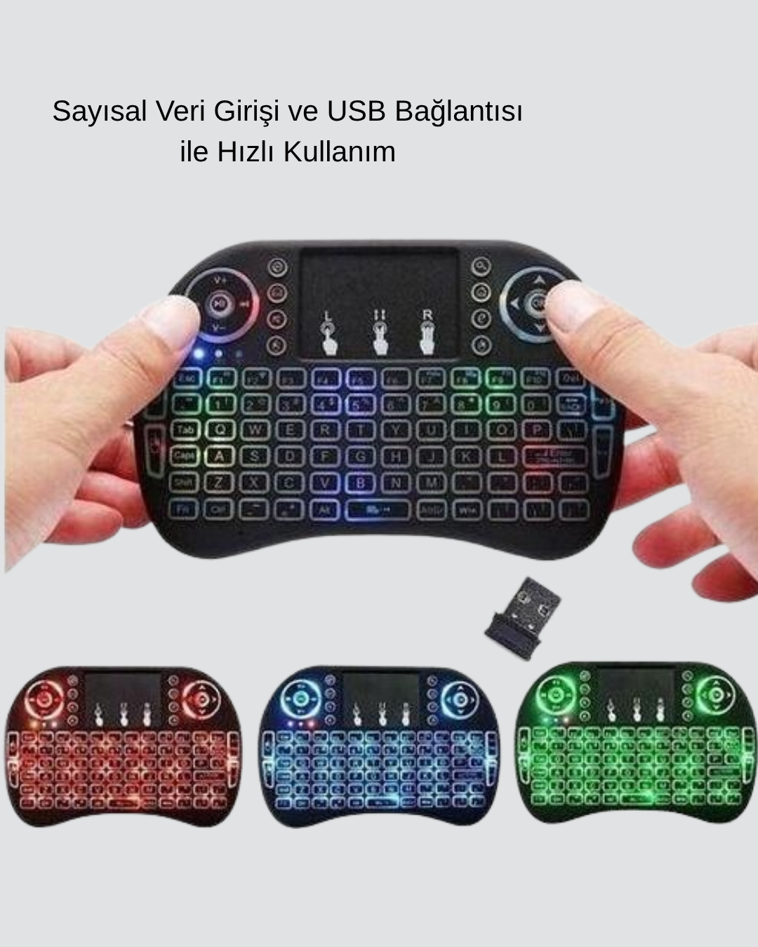 LED Işıklı Q Klavye – Touchpad, Numerik Tuş Takımı ve Multimedya Kısayolları