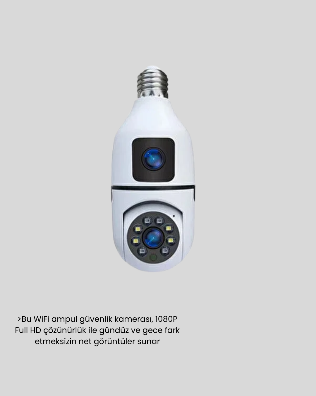 Ampul Tipi WiFi Kamera 2MP Lensli Full HD Görüntü ve Akıllı Hareket Algılama (Kopya)