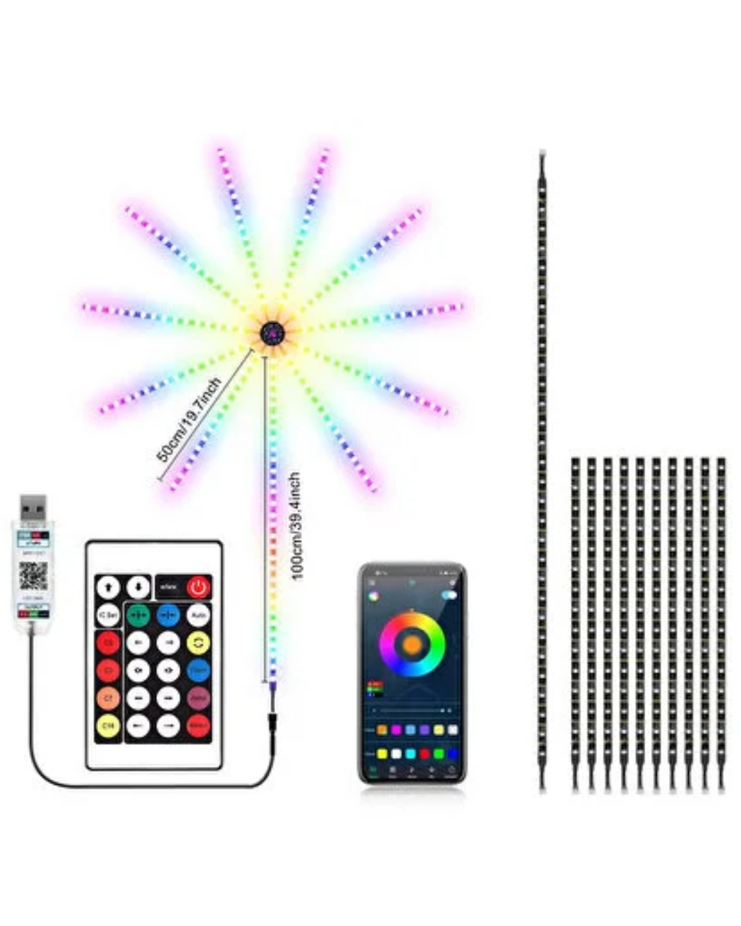 Uygulama Destekli RGB LED Havai Fişek Duvar Aydınlatması Yeni Nesil
