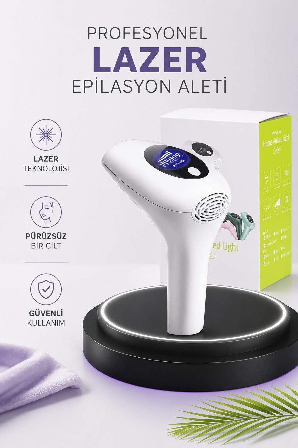IPL Lazer Teknolojili Dijital Ekranlı Epilasyon Cihazı