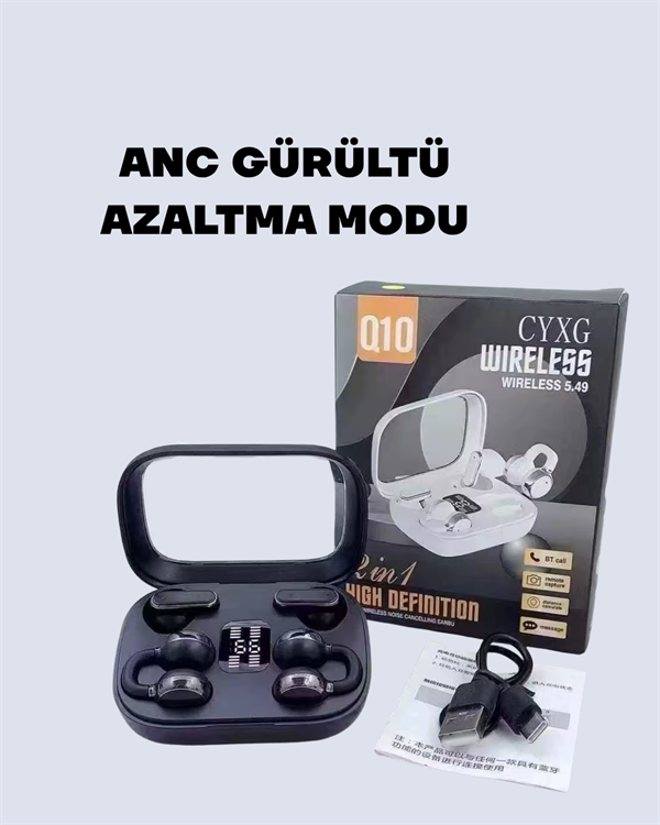 TWS Q10 Kablosuz Kulaklık – Şarj Kutulu, Yüksek Ses Kalitesi, Bluetooth 5.4