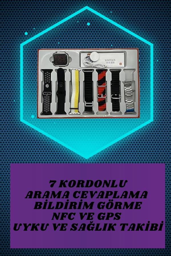 Yeni Nesil Akıllı Saat ve Bluetooth Kulaklık Kampanyası Dokunmatik Kare 7 Kordonlu