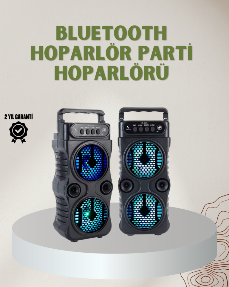 1200 mAh Şarjlı LED Işıklı Bluetooth Hoparlör – FM Radyolu, Hafıza Kart Destekli