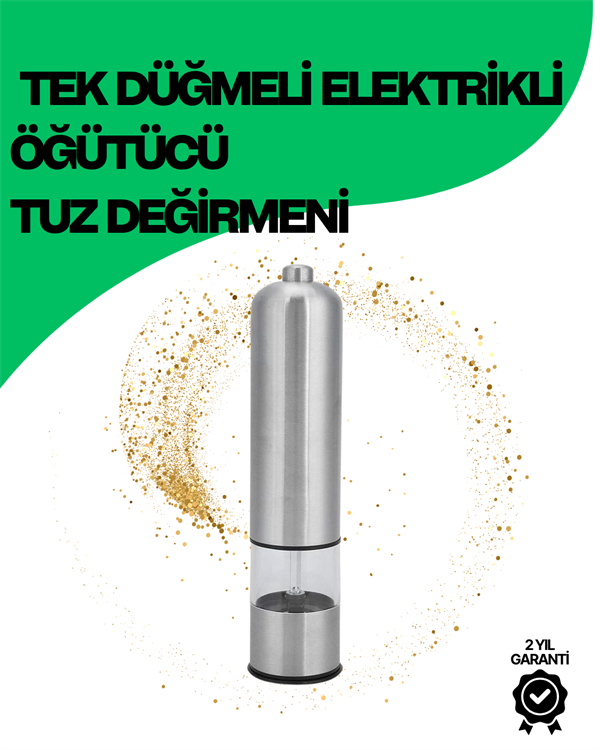 Şeffaf Hazneli Elektrikli Tuz Karabiber Öğütücü Pilli Taşınabilir Mutfak Aleti