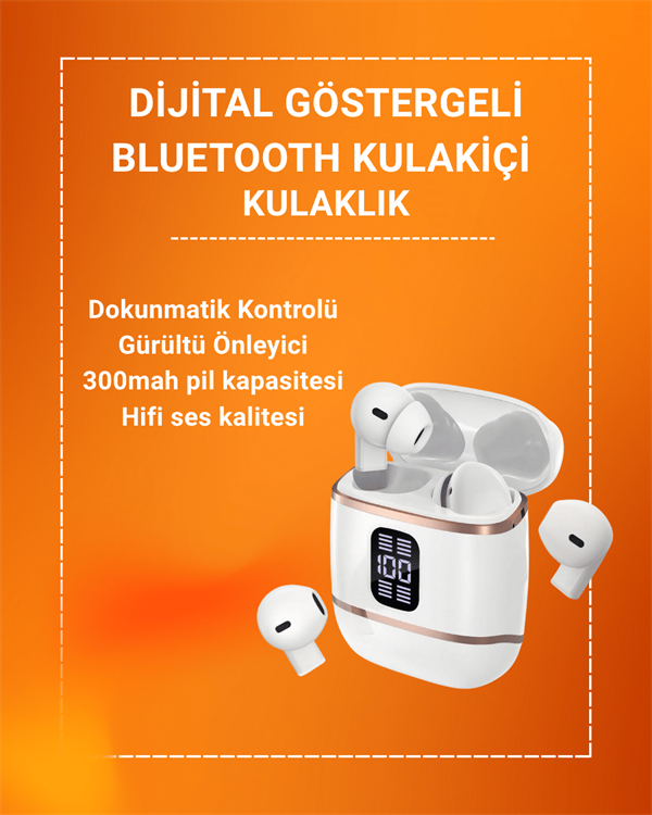 Çift Kulaklıklı Bluetooth Kulaklık – 4 Adet, ANC-ENC, Şarj Kutulu, Dijital Göstergeli