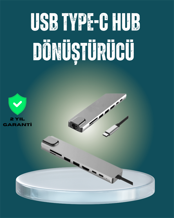 USB‑C Çoklu Bağlantı Merkezi – 5 Gbps, 100‑240 V, Sağlam Eloksal Tasarım
