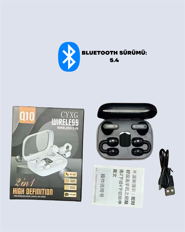 TWS Q10 Kablosuz Kulaklık – Şarj Kutulu, Yüksek Ses Kalitesi, Bluetooth 5.4