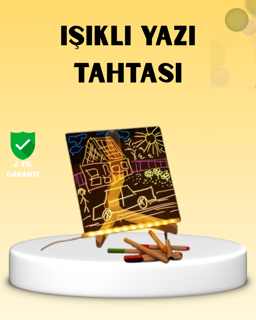 LED Işıklı Akrilik Yazı Tahtası Renkli Kalem Setiyle