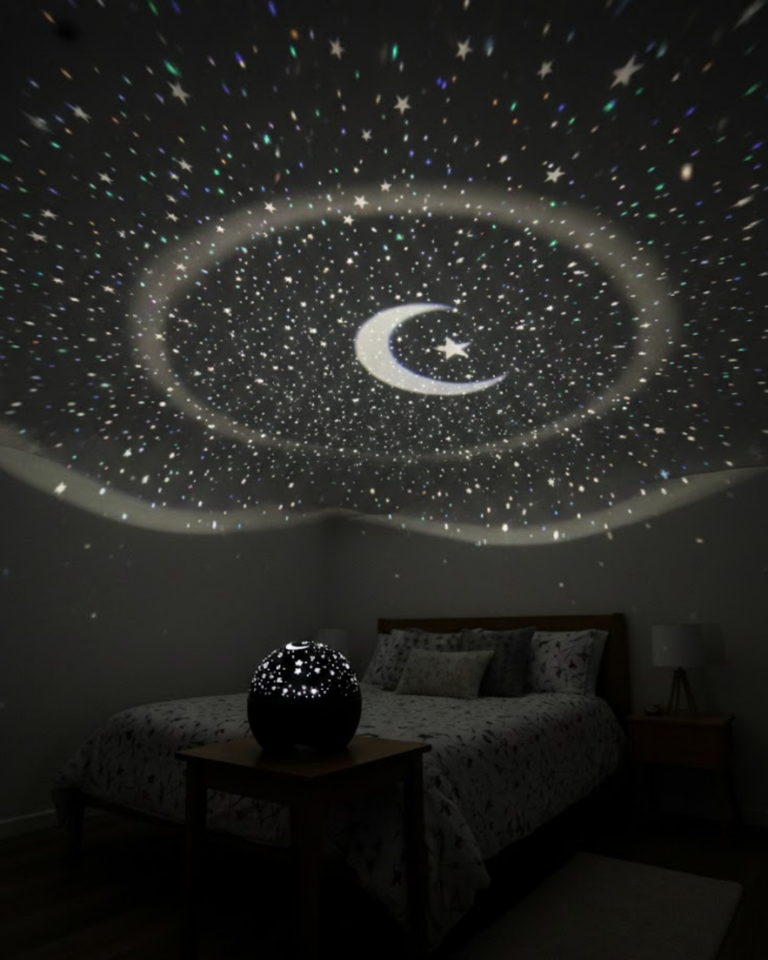 Fişli Yıldız Projektör Gece Lambası Müzikli