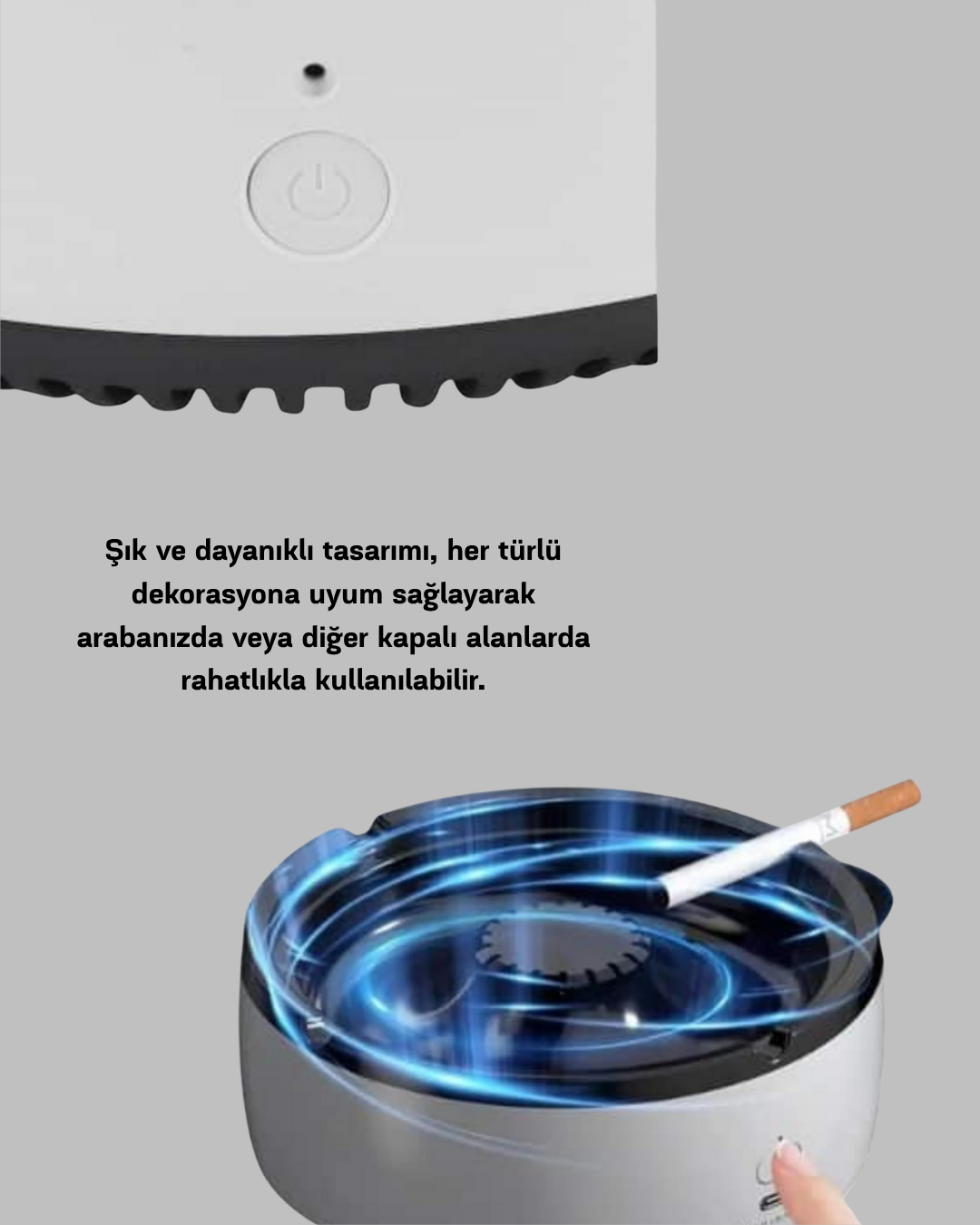 Sigara Dumanı ve Koku Giderici Hava Temizleyici Küllük – 2 Katmanlı Filtreli