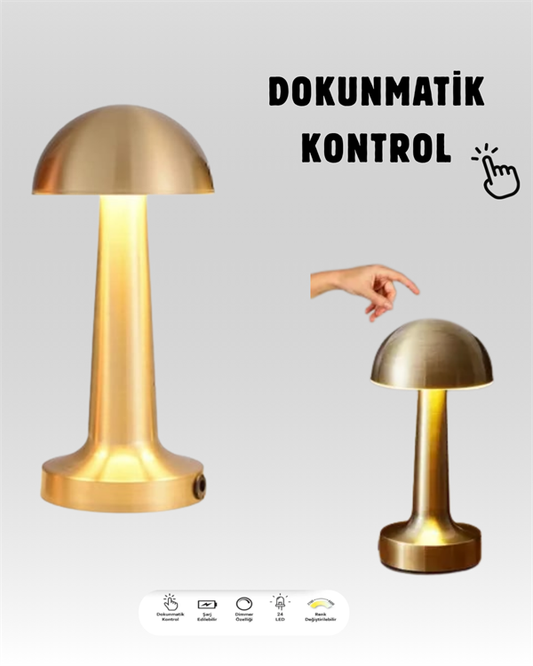 USB Şarjlı Dokunmatik LED Masa Lambası – 3 Renk Modu & Dimmer