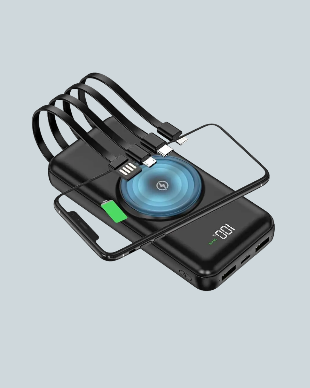 iPhone ve Android Uyumlu 10000mAh Powerbank – Hem Kablolu Hem Kablosuz