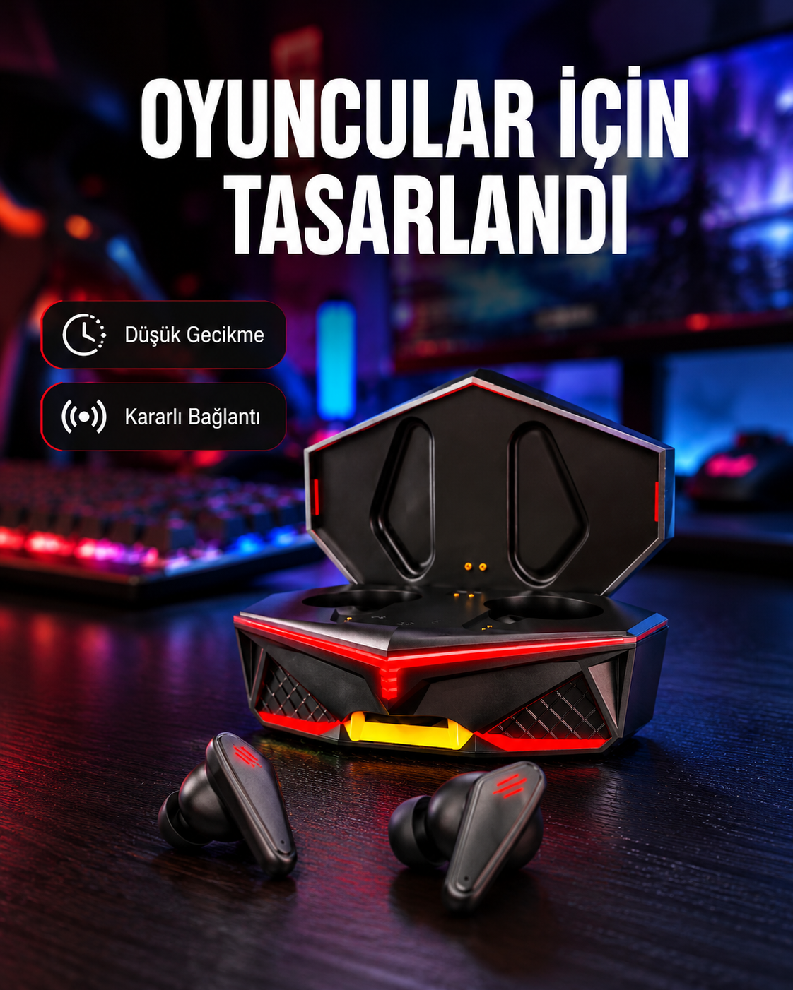 Led Işıklı Metal Kasa Kablosuz  Kulaklık Yeni Nesil