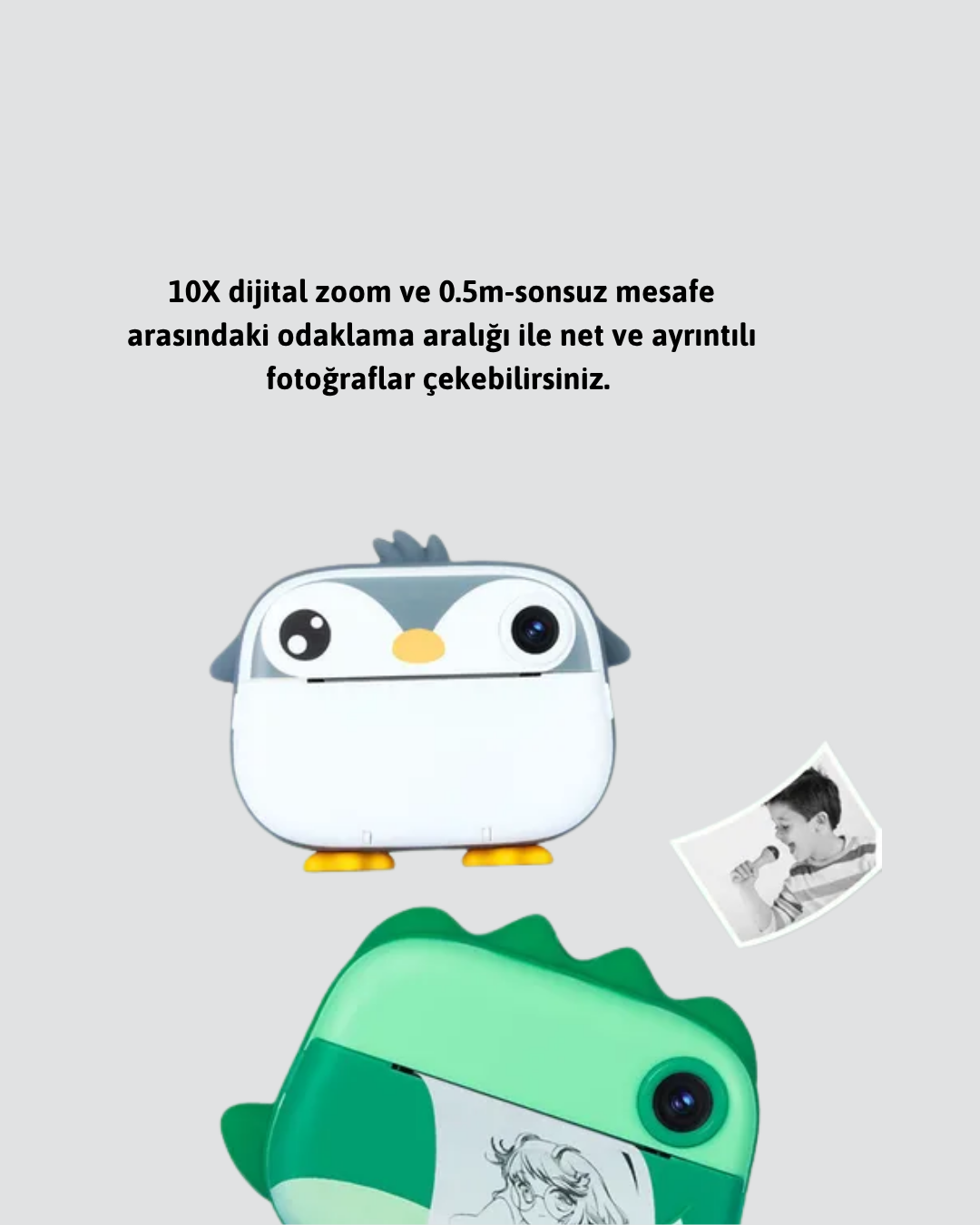 Baskı Kamera – Çift Lensli, Anında Baskı ve 10X Zoom Özellikli Dijital Fotoğraf Makinesi