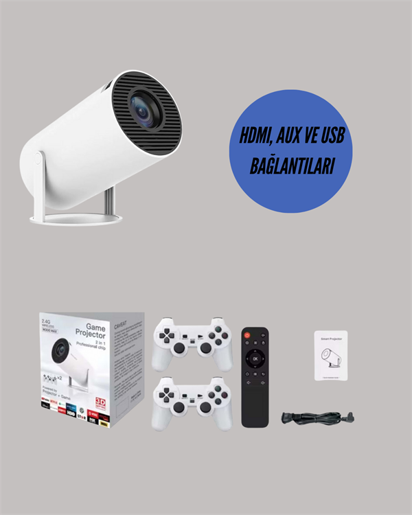 Taşınabilir Çok Fonksiyonlu Projeksiyon – Oyun, Sunum, Netflix ve Eğitim İçin