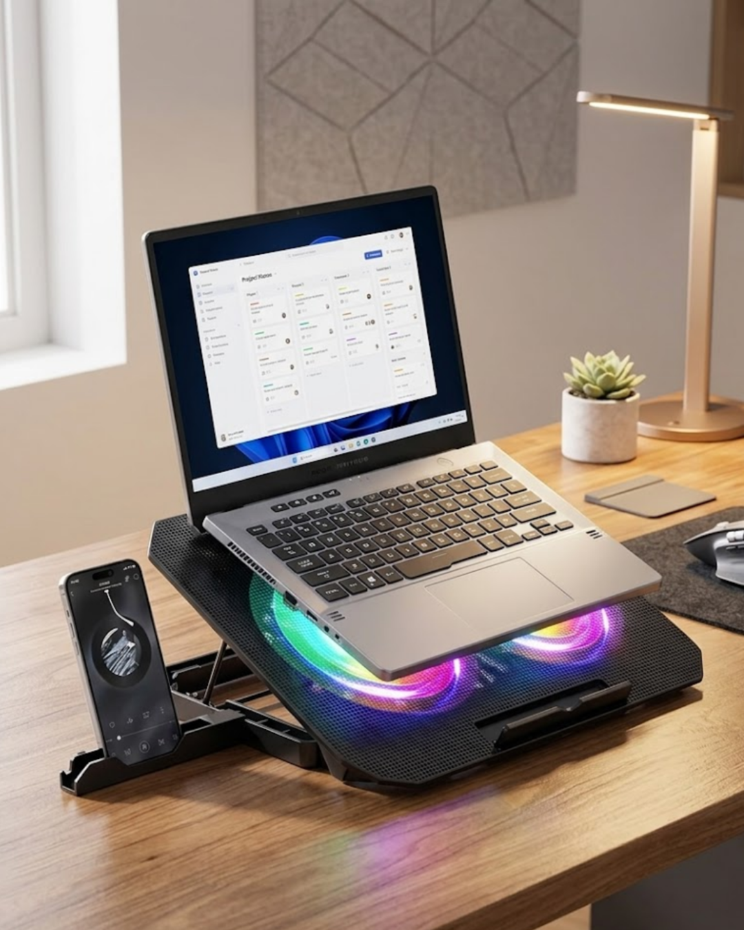 RGB Fanlı Laptop Soğutma Standı USB Girişli Notebook Yükseltici
