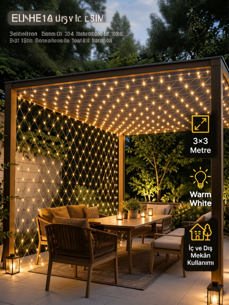 3x3 Metre Ağ LED ile Bahçenize Sıcak ve Şık Aydınlatma