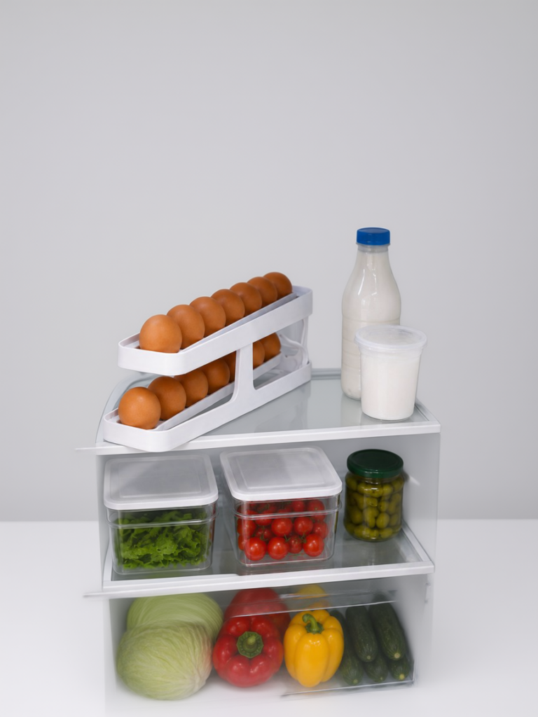 Buzdolabı Yumurta Düzenleyici İki Katlı Kayar Raylı Yumurta Organizeri