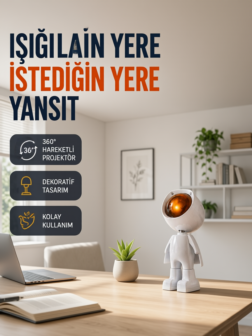 Dekoratif Gün Batımı Işığı – Astronot Figürlü Yeni Nesil
