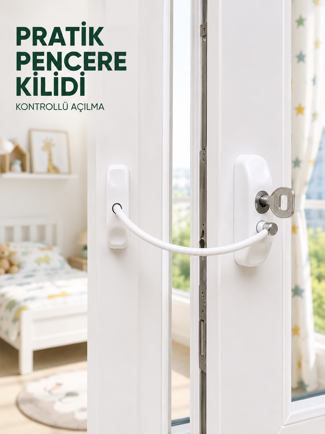 Çocuk Güvenliği İçin Pencere Emniyet Kilidi Anahtarlı Kablolu Güvenlik Aparatı