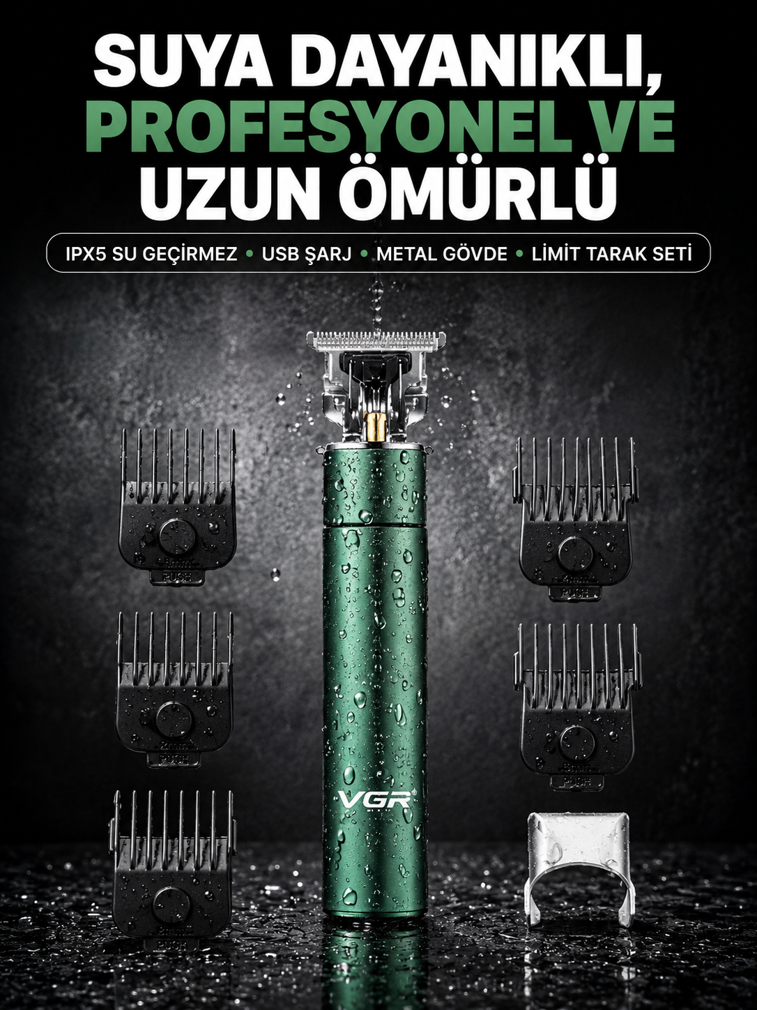 4 Limit Taraklı IPX5 Su Geçirmez Saç Kesme Makinesi